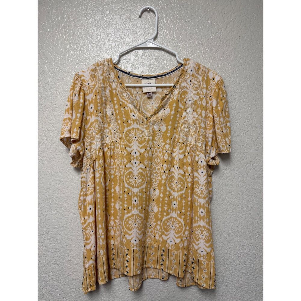 Knox Rose Yellow Boho Top (XXL)